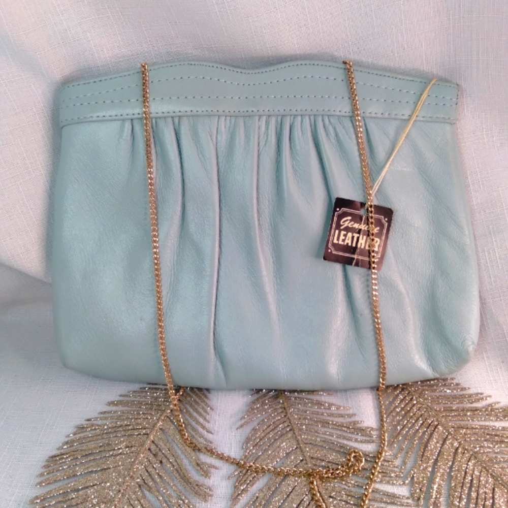 ANDE Robins egg blue evening clutch/ crossbody bag.
